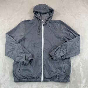 O'neill Windbreaker Jacket Men XL Grey Full Zip Vented Hooded Long Sleeve Surf